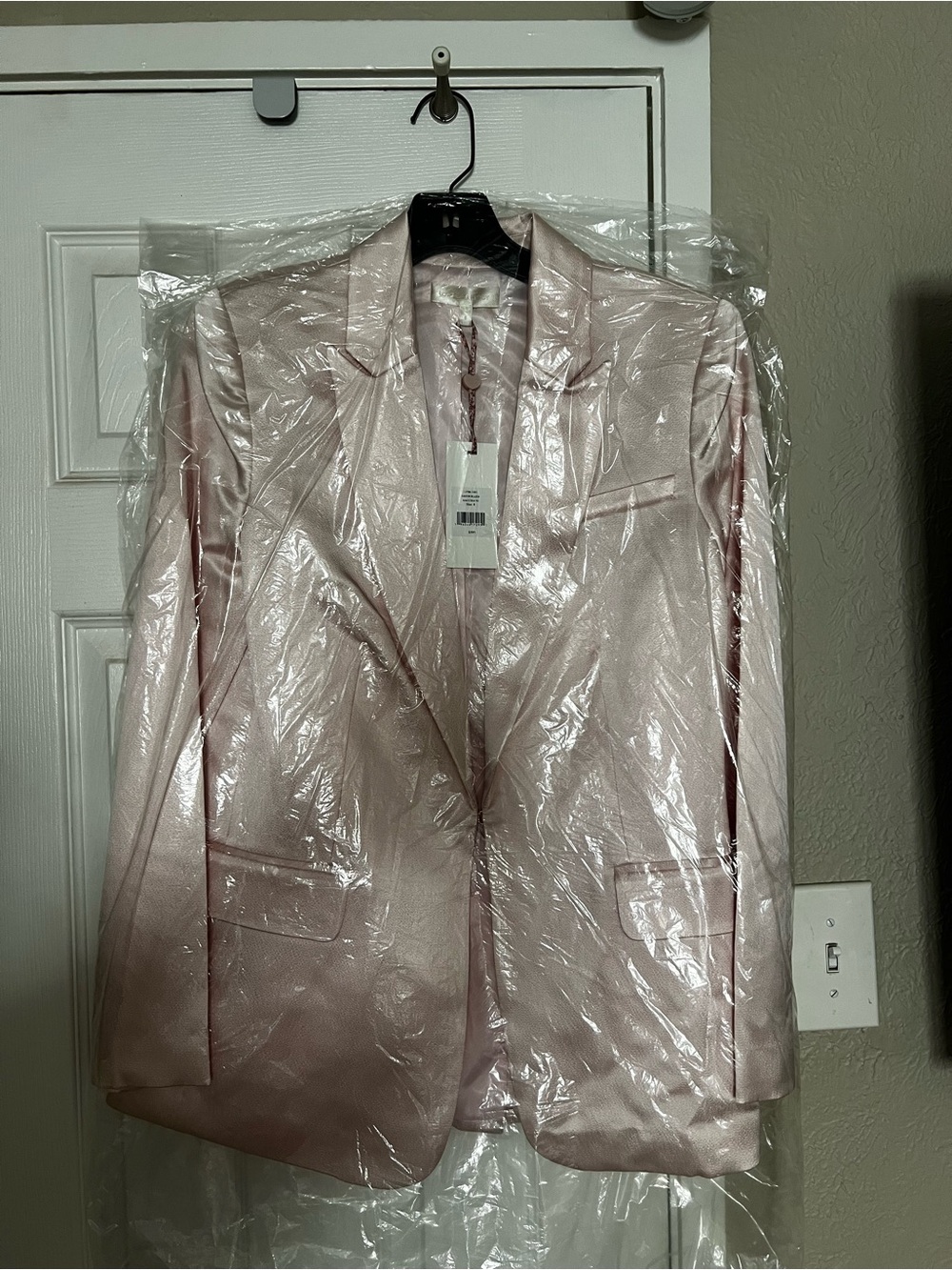 LoveShackFancy Metallic Blush Pink Blazer